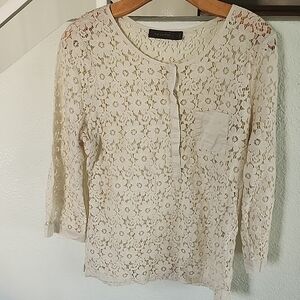The Limited Beige Lace Blouse